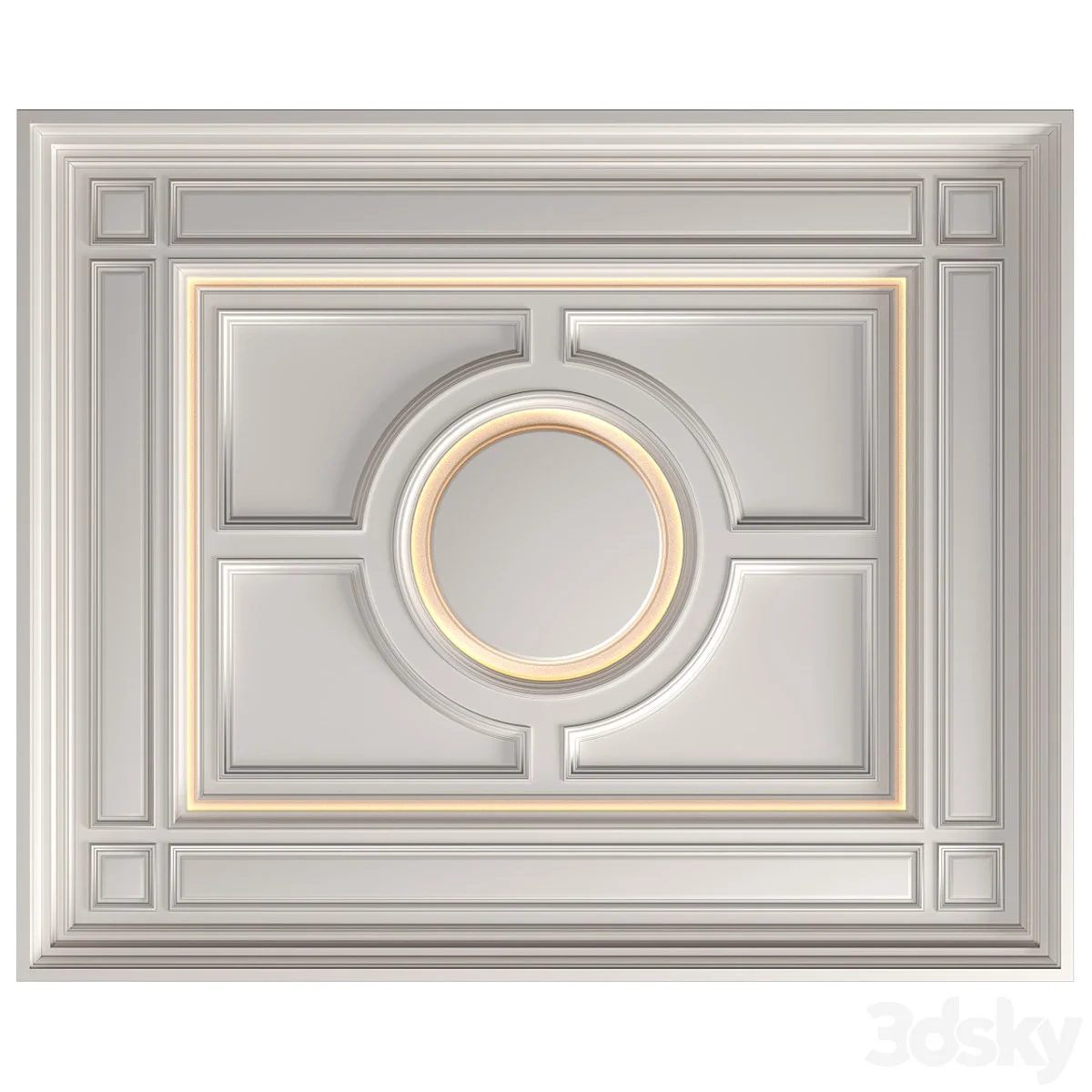 Modern coffered illuminated ceiling set Art Deco style